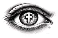 eye with cross in it tattoo design idea