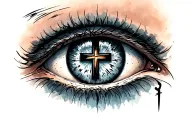 eye with cross in it tattoo design idea