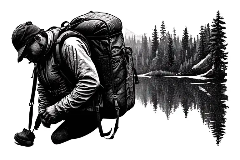 backpacking traveller tattoo design idea