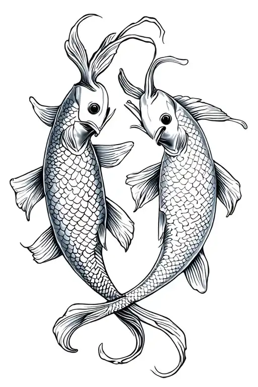 two koi fish swimming together tattoo design idea
