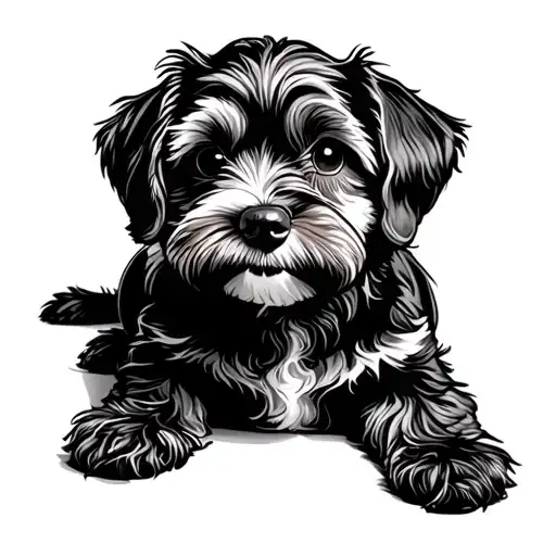 Cockapoo laying down with floppy ears  tattoo design idea