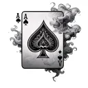 Ace of spades surrounded by mystical smoke tattoo design idea