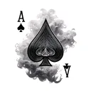 Ace of spades surrounded by mystical smoke tattoo design idea
