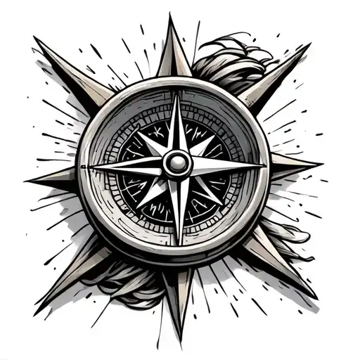 small compass with saying about choosing right path tattoo design idea