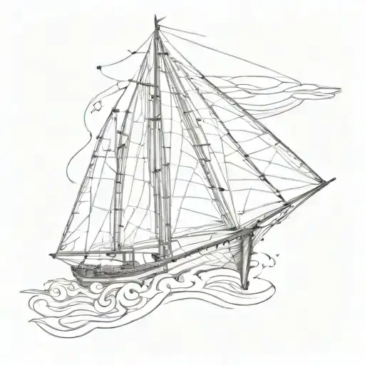 sail boat tattoo design idea