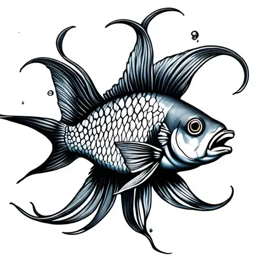 pisces fish inside bubble tip anemone tattoo design idea