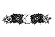 lace garter moon tattoo design idea