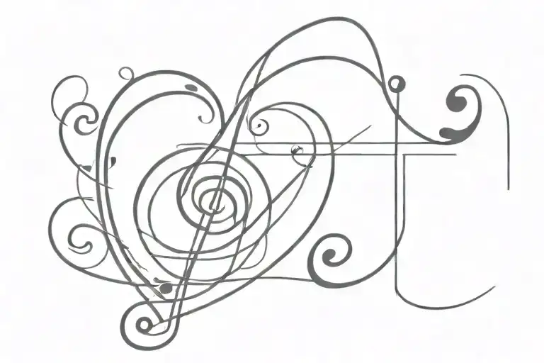 Treble clef bass clef heart at beginning of music lines tattoo design idea