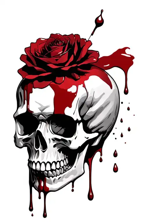 skull and blood dripping tattoo design idea