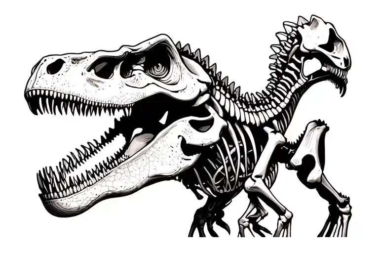 Dinosaur skeleton tattoo design idea