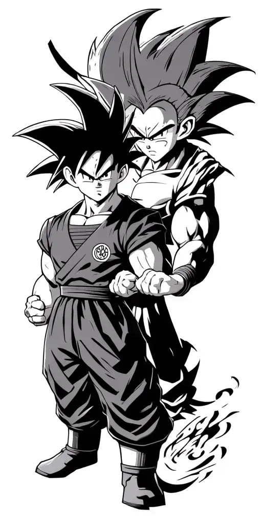 dragon ball themed tattoo featuring Goku vegeta and gohan tattoo design idea