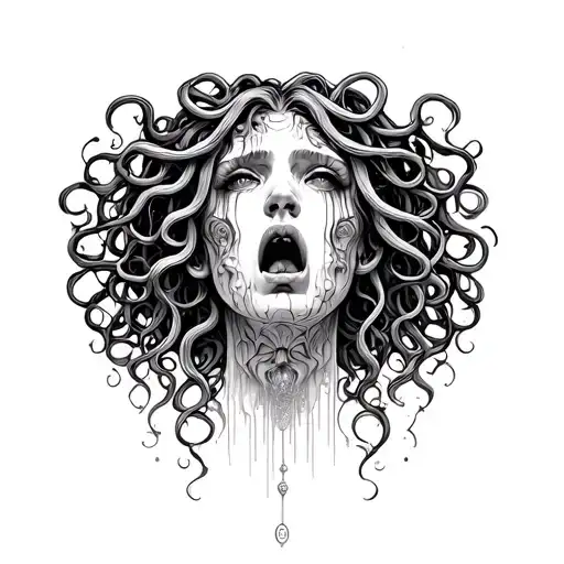 Medusa crying tattoo design idea