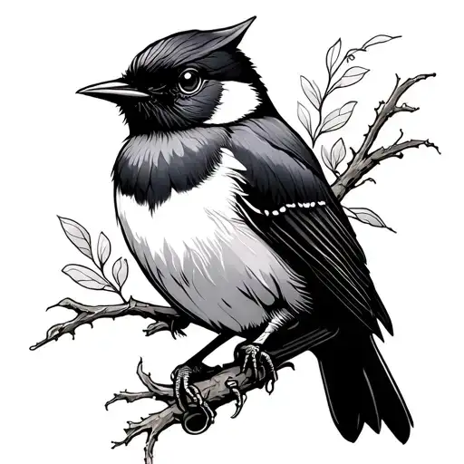 indiginous willy wagtail bird intertwined tattoo design idea