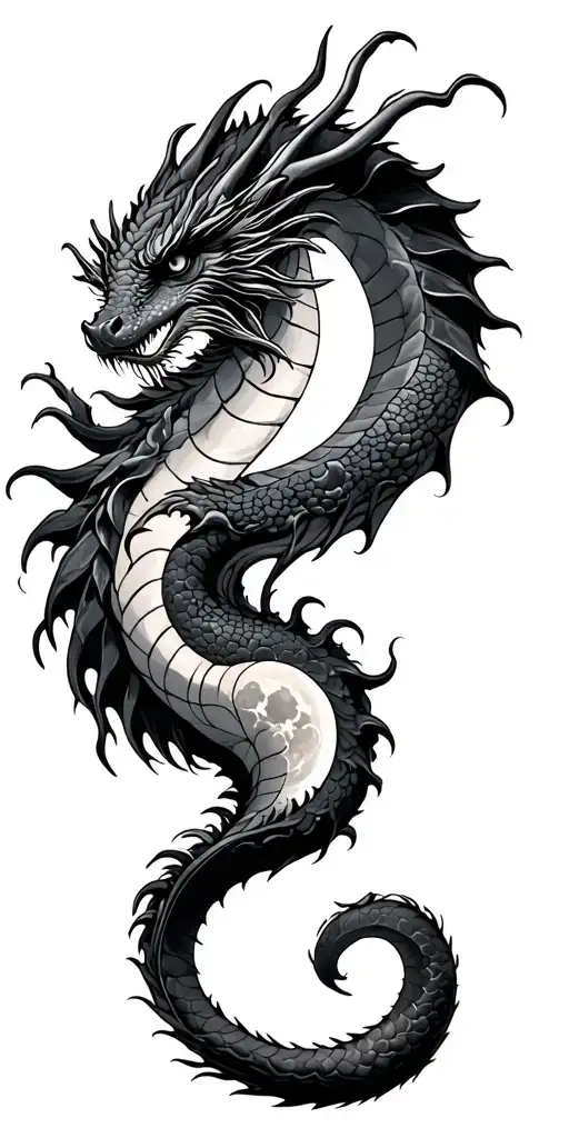 dragon tattoo with full moon Aquarius  zodiac sleeve tattoo tattoo design idea