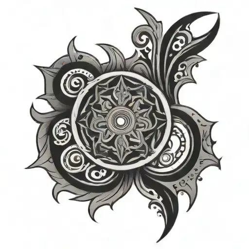 simple dark ornemental tribal tattoo design idea