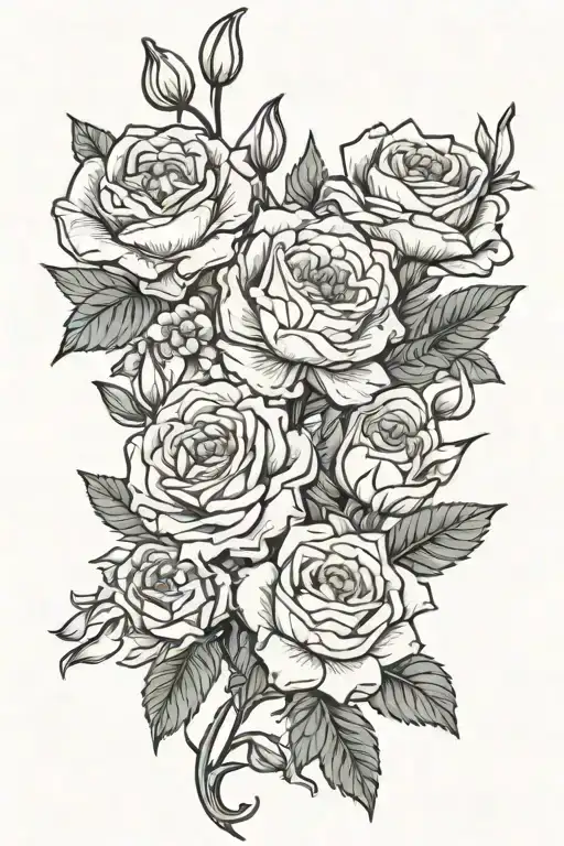 carnation, rose, water lily, gladiolus flowers tattoo design idea
