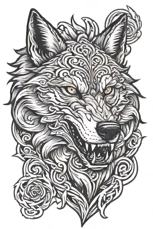 Angry irish wolf tattoo design idea
