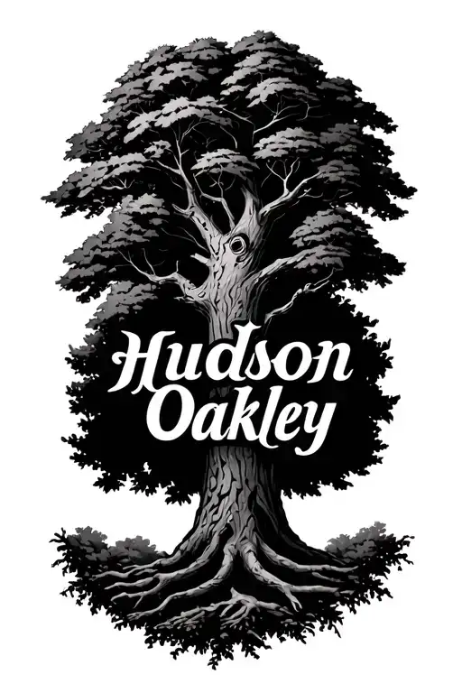 "Hudson Oakley" family tree tattoo design idea