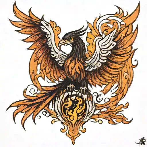 phoenix rising from the ashes tattoo design idea