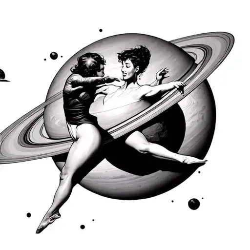 dancing on Saturn tattoo design idea