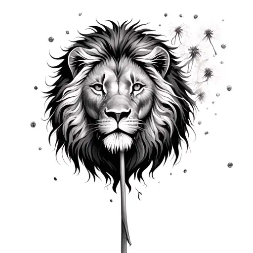 dandelion blown away into lion shape made tattoo design idea