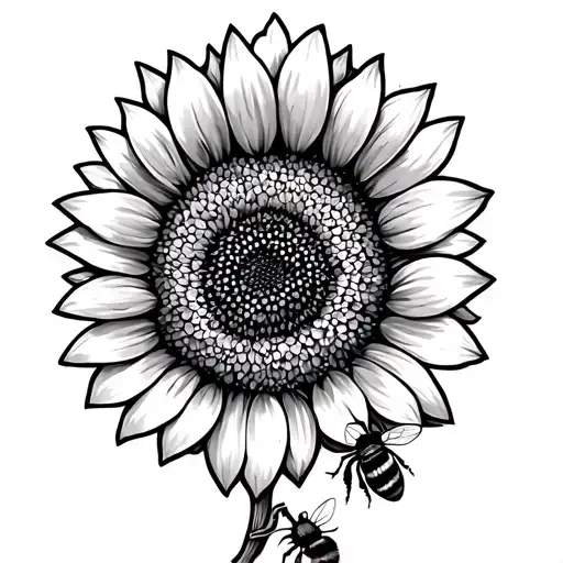 Sunflower and bee tattoo design idea