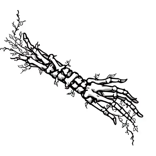 two skeleton hand wrapped in vines tattoo design idea