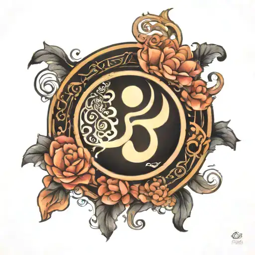 ahm bhrahmasmi in sanskrit with yin yang symbol tattoo design idea