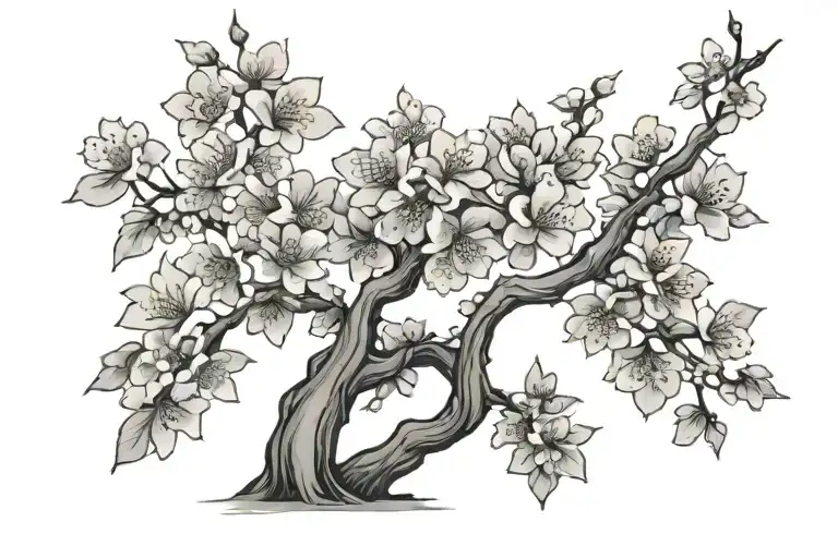 Coverup cherry blossom tree tattoo design idea