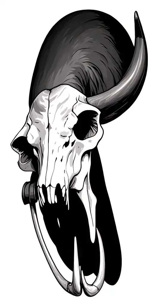 western bull skull surrounded tattoo design idea
