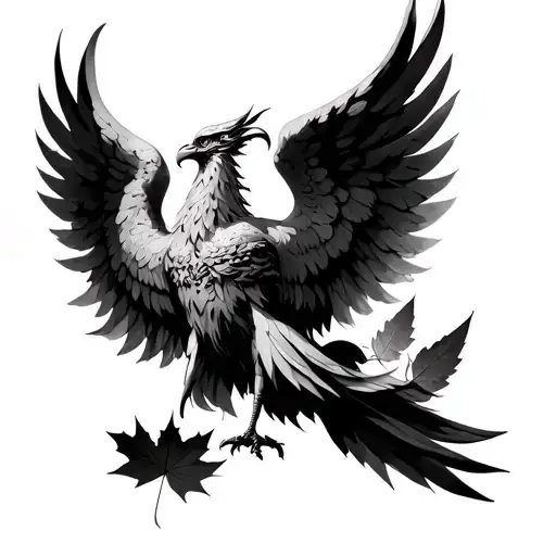phoenix chest piece with atlas style backround with maple leaf somewhere and an angel tattoo design idea