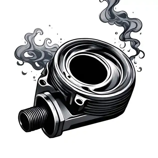 piston and turbo with smokes tattoo design idea