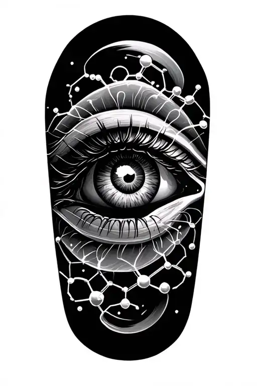 dmt molecule eye looking forward tattoo design idea