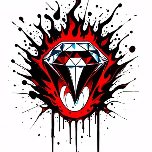 "A diamond surrounded by tongues of fire, symbolizing passion, strength and overcoming difficulties." tattoo design idea