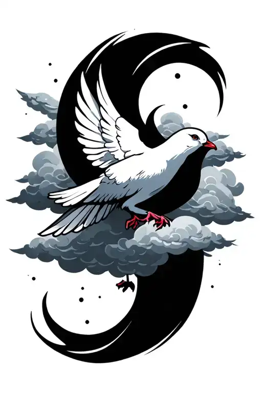 "Dove " clouds surrounding tattoo design idea