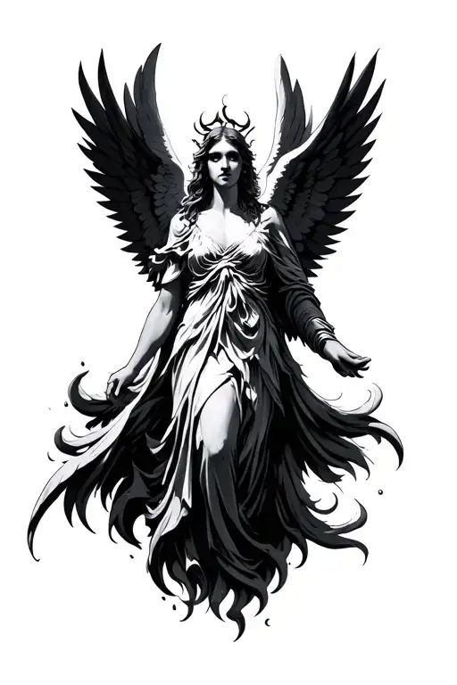 a six winged seraphim rising up tattoo design idea