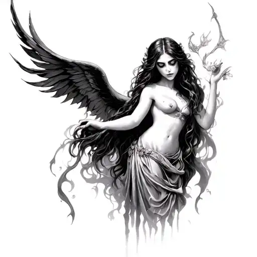 lillith goddes magical fantasy tattoo design idea