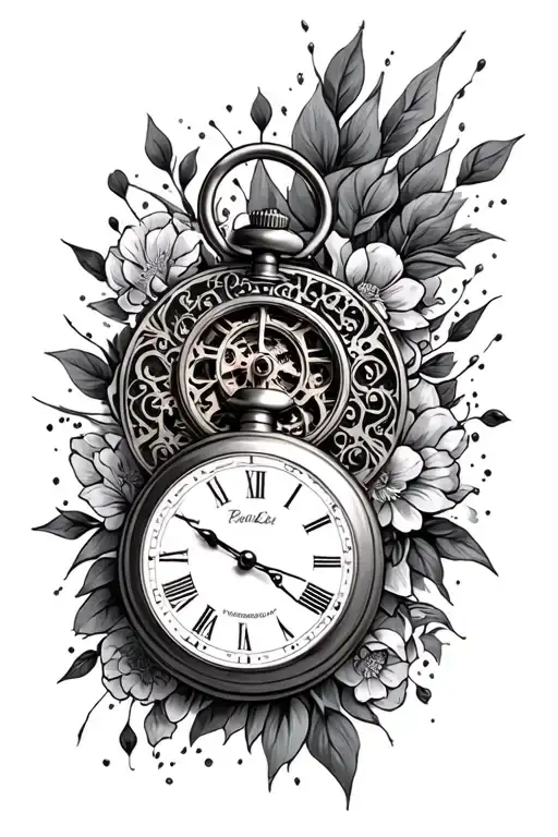 12•01•2021 and pocket watch tattoo design idea