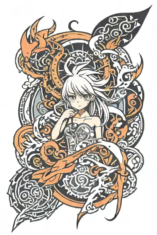 anime logo combined tattoo design idea