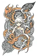 anime logo combined tattoo design idea