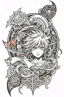 anime logo combined tattoo design idea