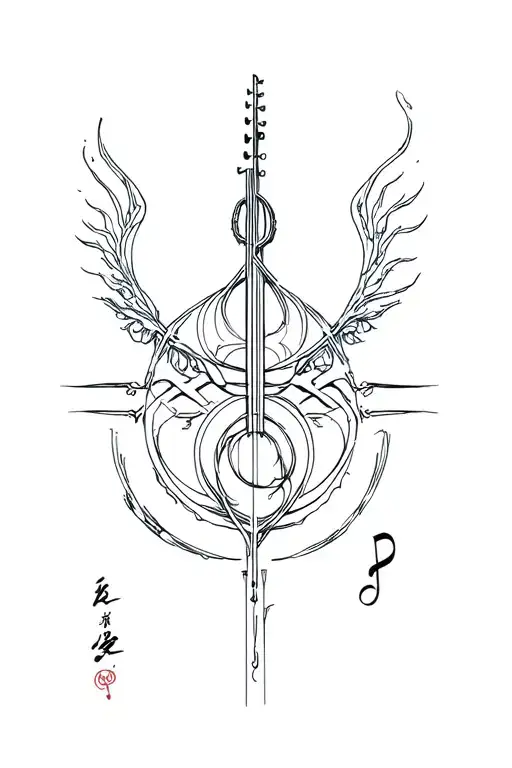 Cho Ku Rei power symbol tattoo design combining music elements tattoo design idea