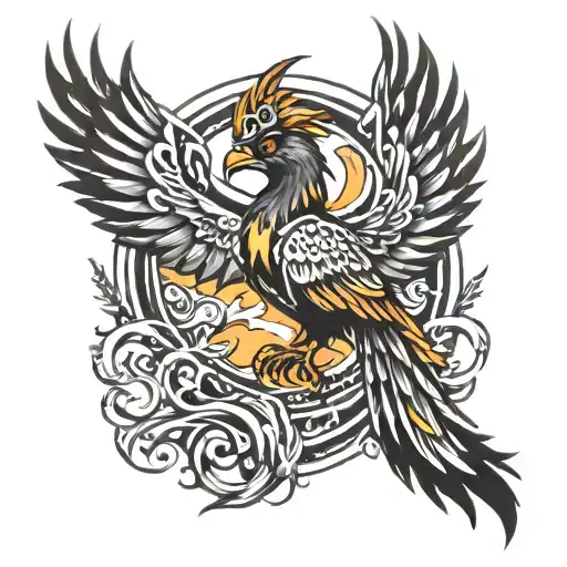 phoenix bird rising tattoo design idea