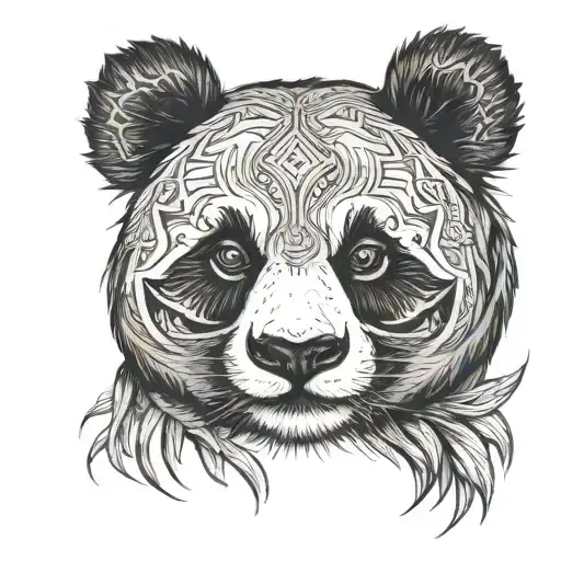 Panda face tattoo design idea