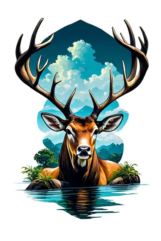 Noah's ark and jordans river safari river with bucks tattoo design idea