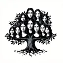 family tree with each member represented tattoo design idea