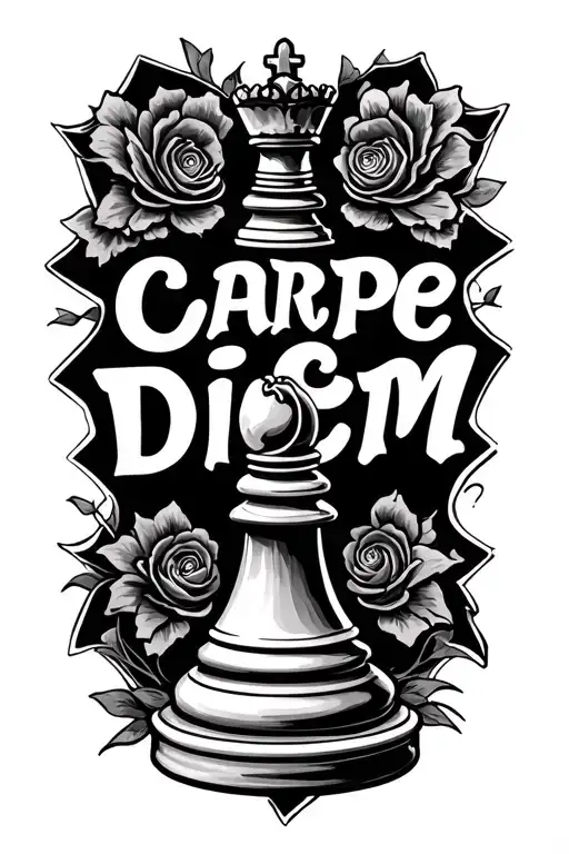 ""Carpe Diem"" Chess King piece tattoo design idea