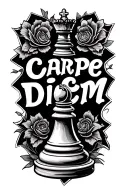 ""Carpe Diem"" Chess King piece tattoo design idea