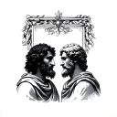 School of athens plato and aristotle silhouette  tattoo design idea