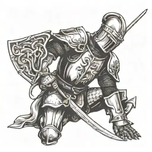 Knight Kneeling With Sword tattoo design idea